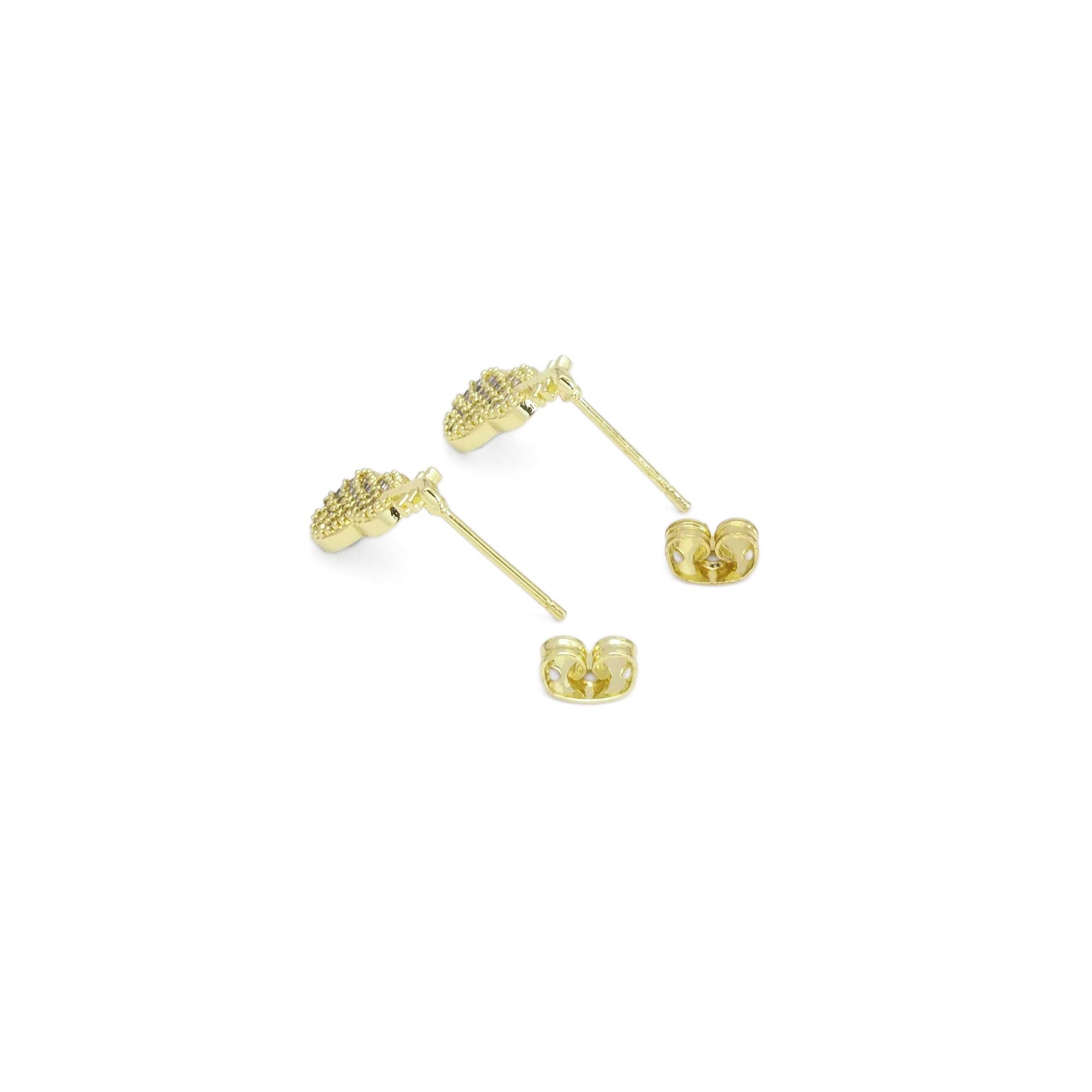 CZ Gold Guitar music instrument Stud Earrings, Sku#LD503