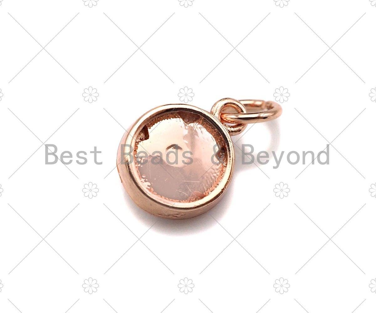 CZ Micro Pave Blue Star On Round Pendant, Gold/Rose Gold/Silver Charm, Blue Star Charm,8x6mm, Sku#Y398