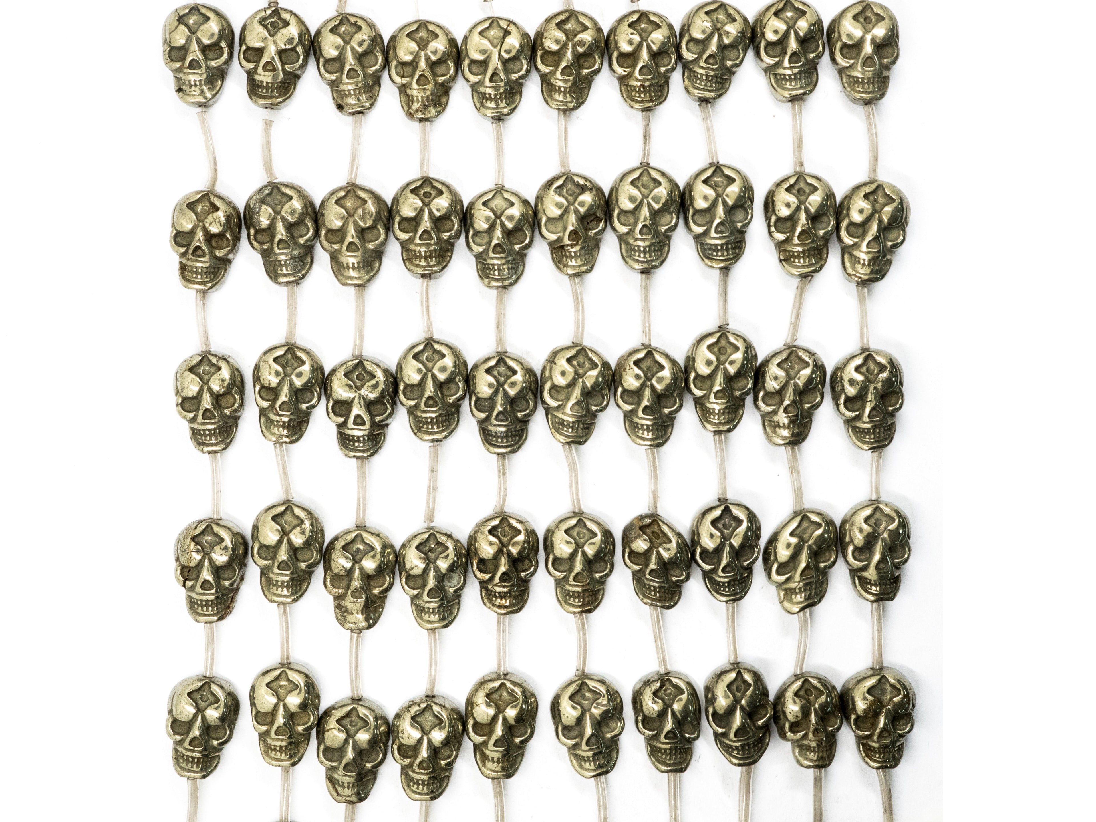13pcs Natural Pyrite Skull Beads13x18mm, Wholesale Pyrite Ge