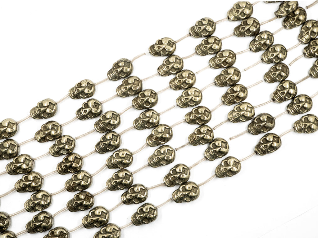 13pcs Natural Pyrite Skull Beads13x18mm, Wholesale Pyrite Ge
