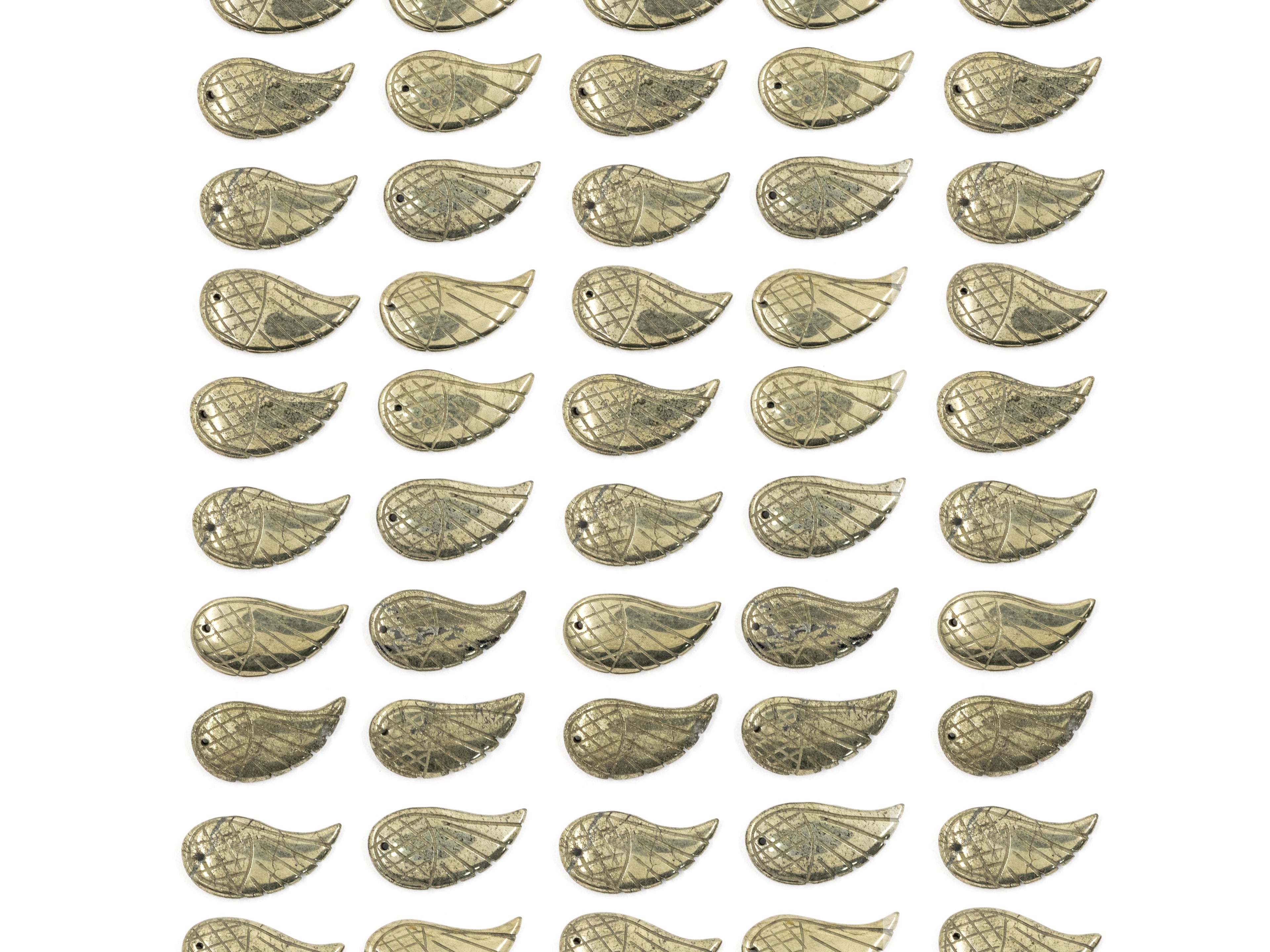 Natural Pyrite Angel Wing Carved Beads,16x30mm Pyrite Wing B