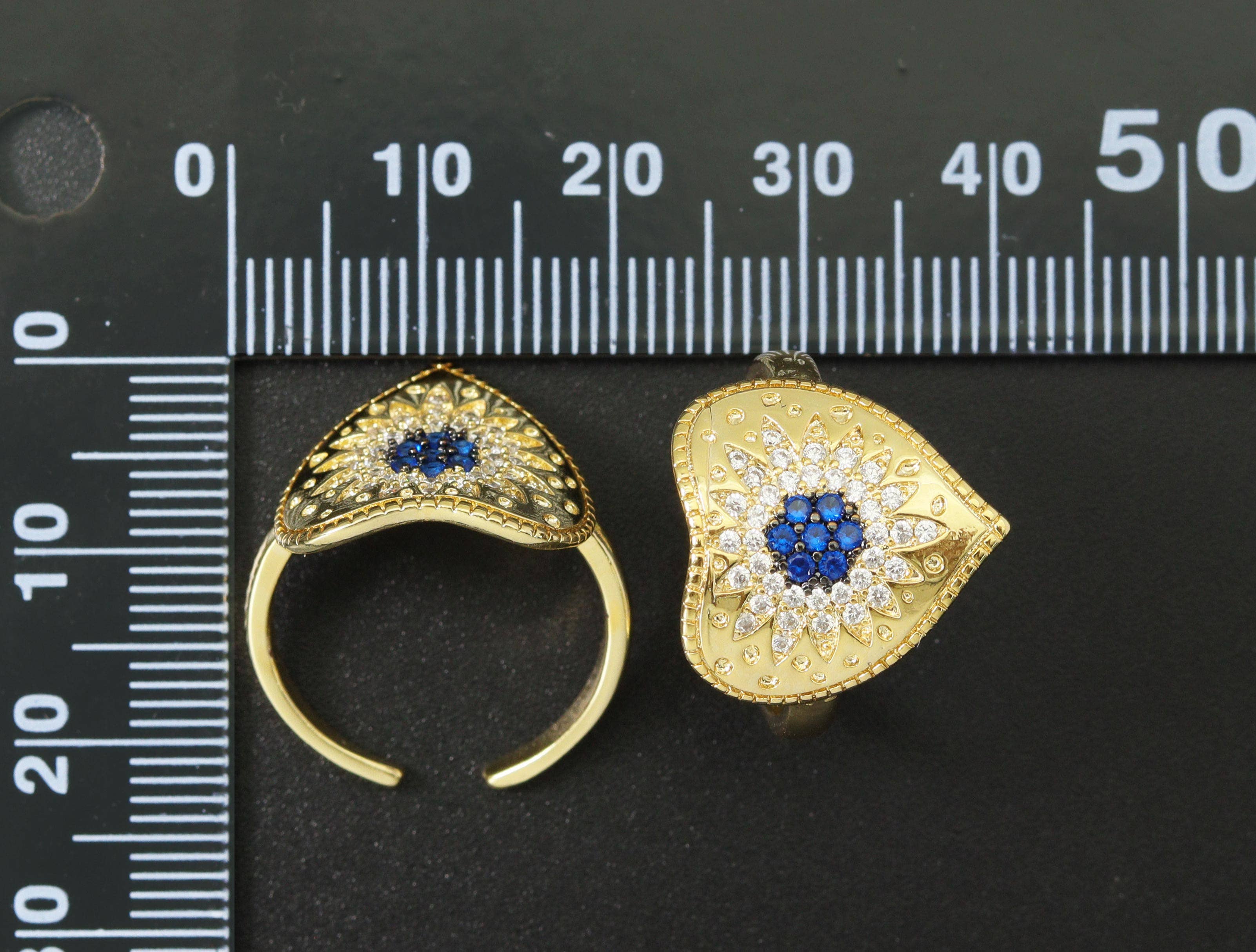 Blue CZ Evil Heart Ring, Sku#O88