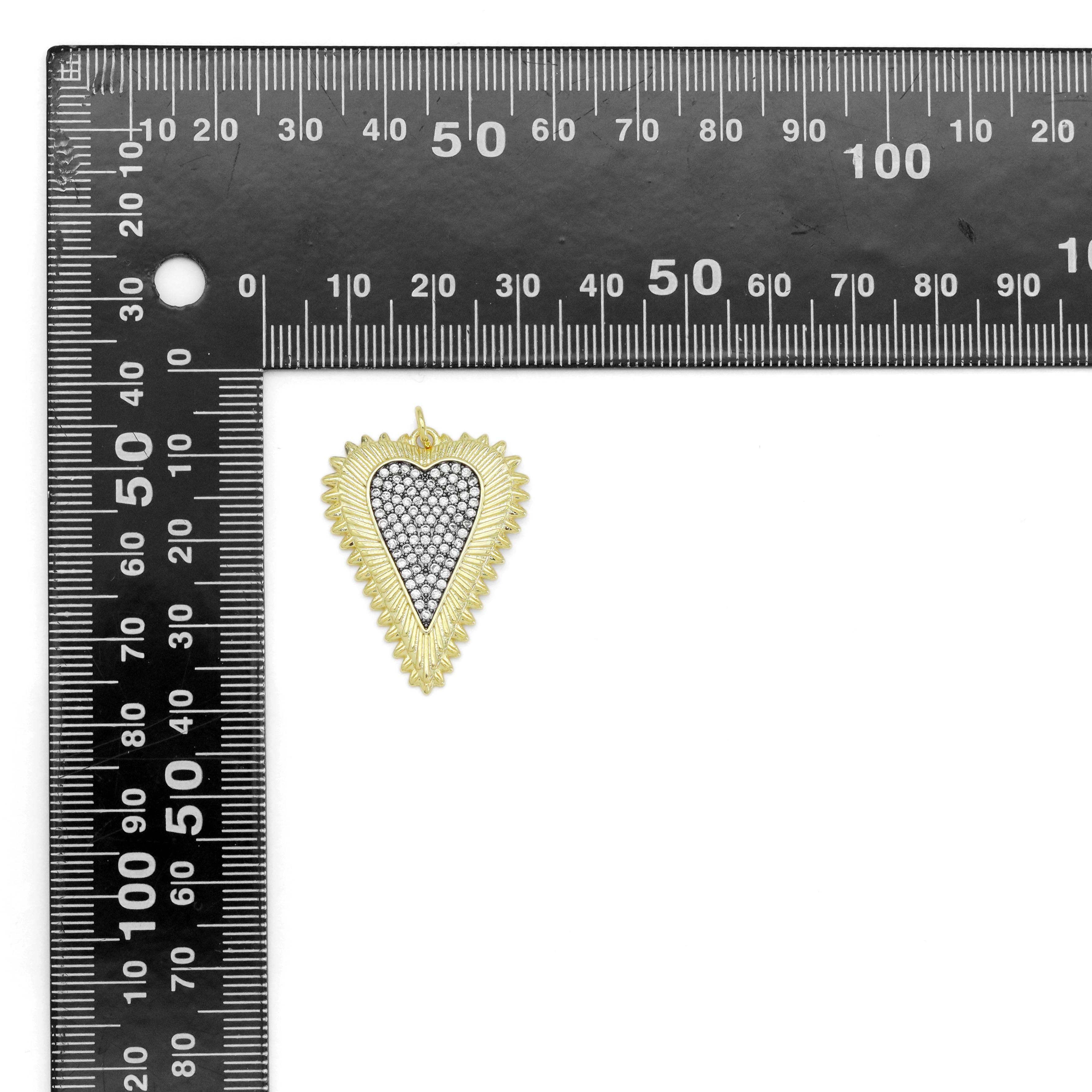 Gold Clear CZ Heart Shape Charm, Sku#Z1474