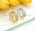 Gold Silver CZ Evil Eye Adjustable Ring, Sku#X197