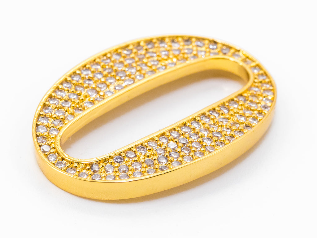 CZ Micro Pave Oval Ring Link Connector,Silver/Gold/Rose Gold/Gunmental Tone, Finding DIY Jewelry, 26x18mm, SKU#E301