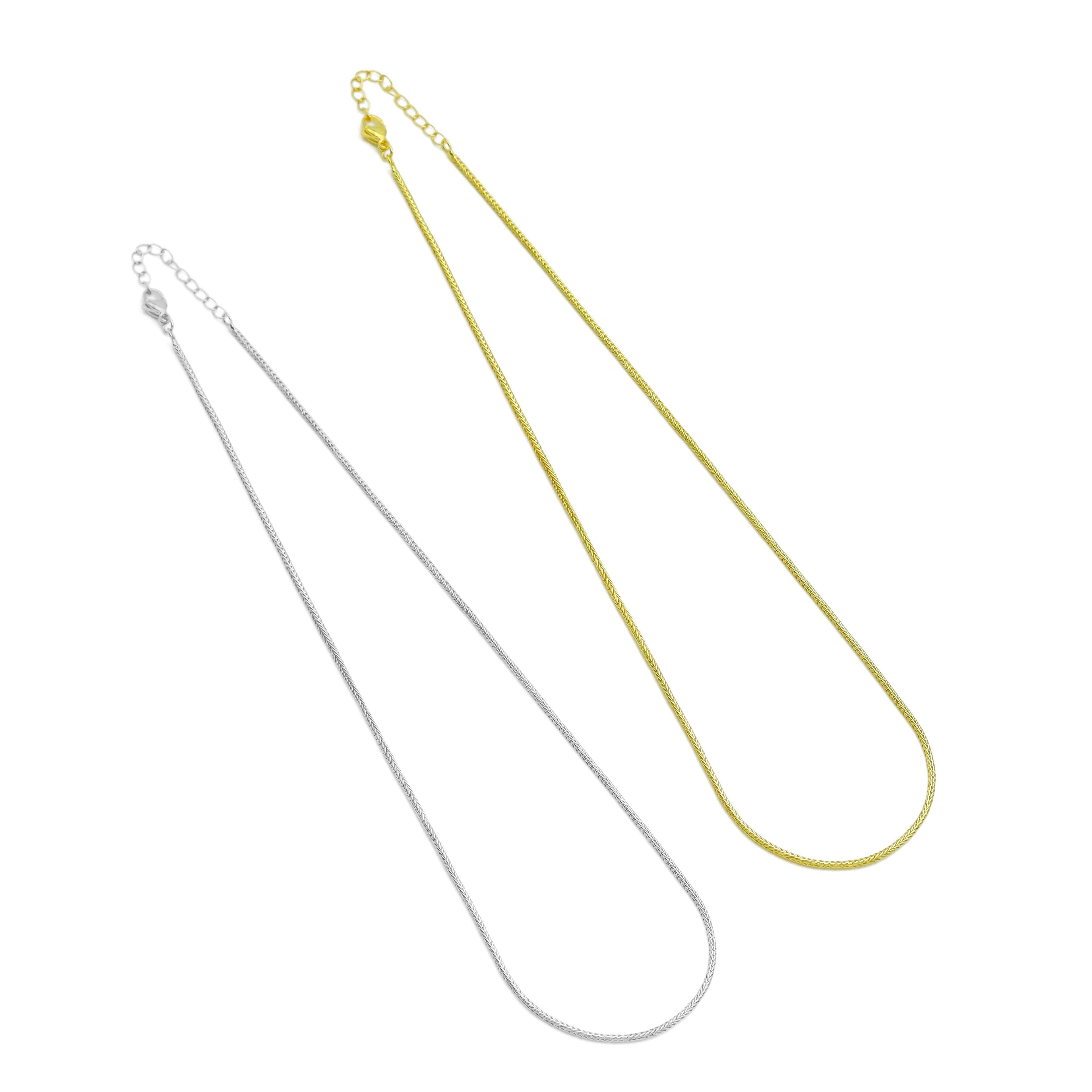 Silver Gold Wheat Chain  Necklace, Sku#LD552