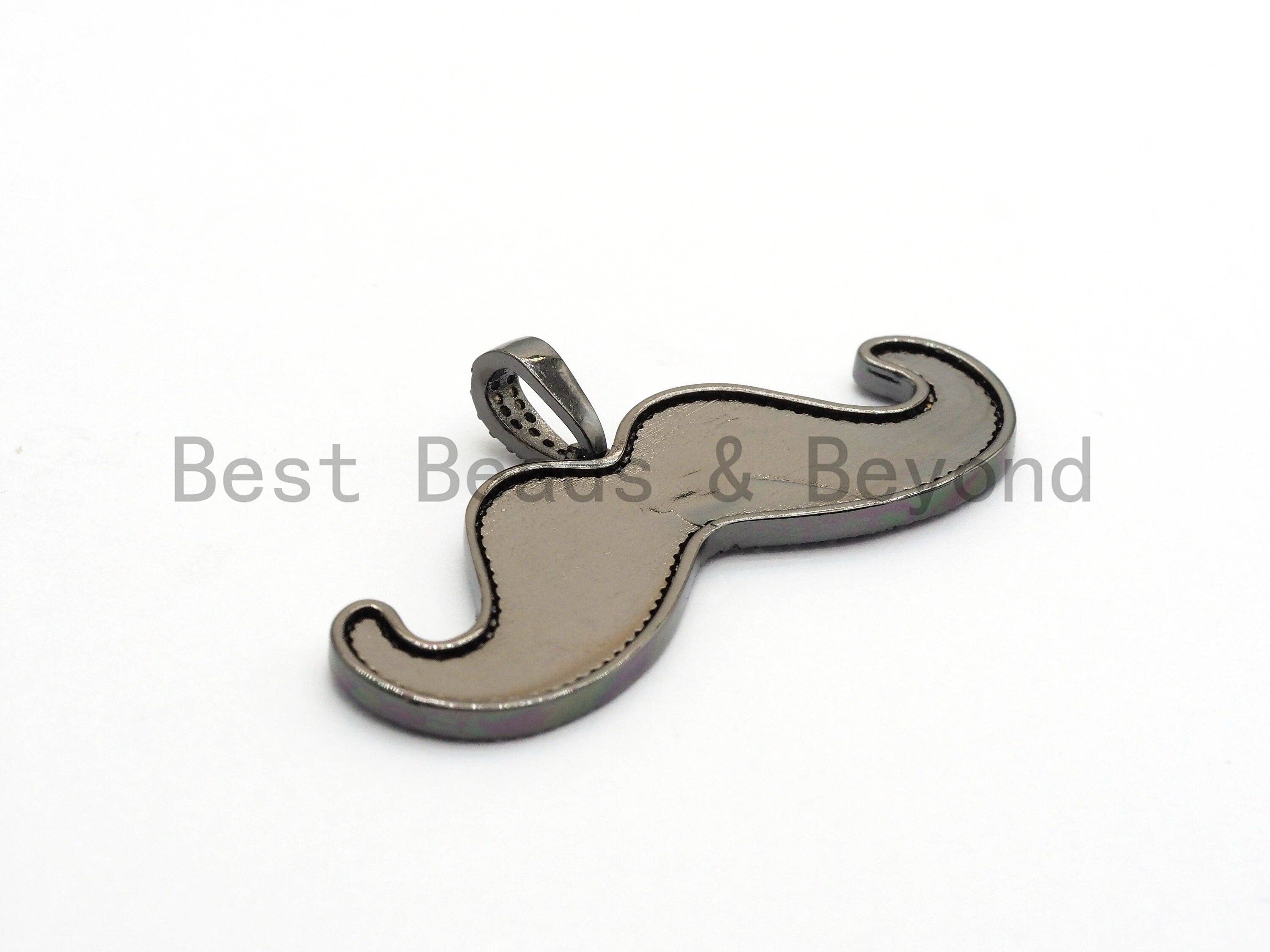 NEW Enamel Mustache Shape Cloud Shape Pendant, CZ Micro Pave Oil Drop Enamel pendant,Enamel pendant,Enamel Jewelry,18x52mm,sku#F621