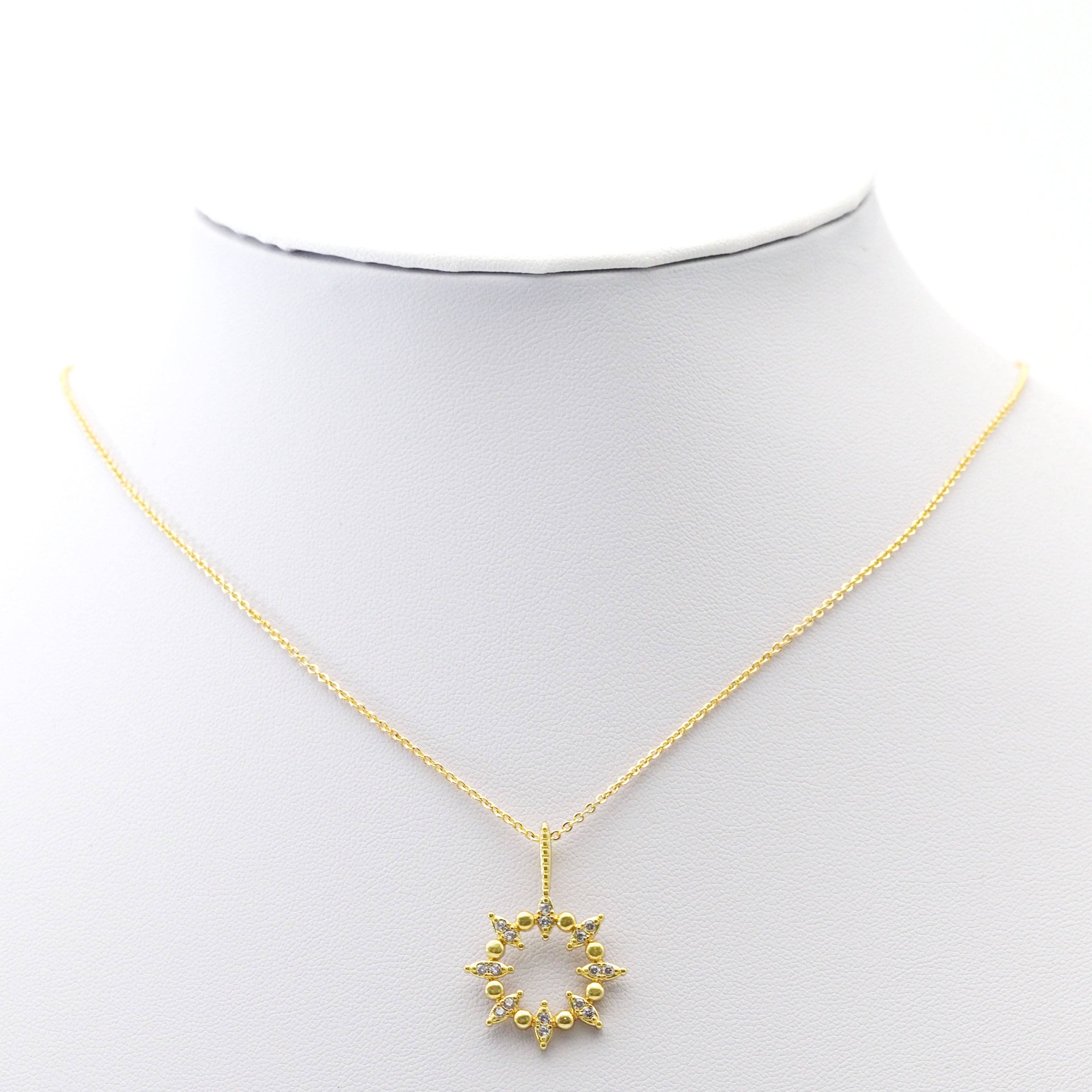 CZ Gold Spike Round Ring Charm, Sku#LK765