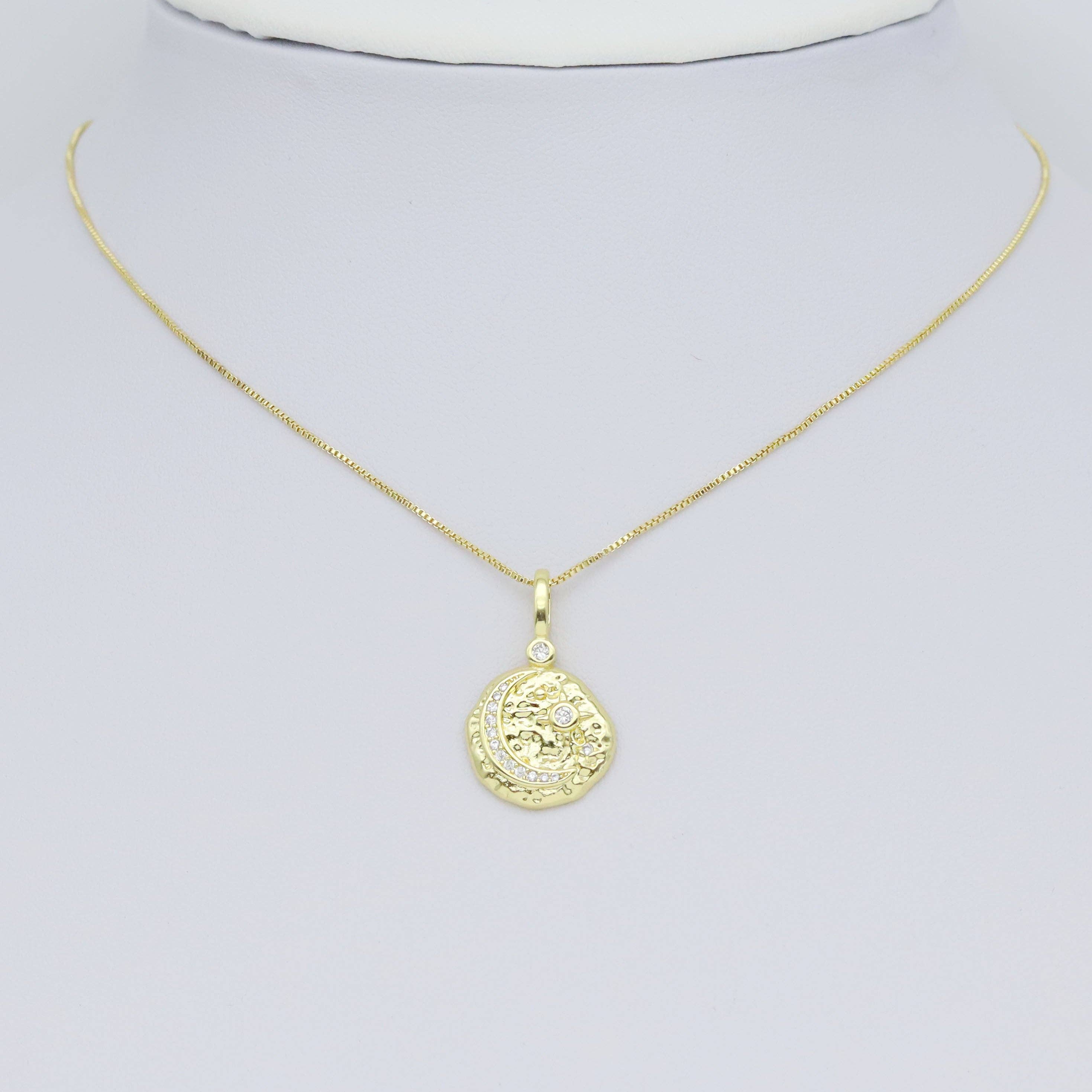 Hammered Cresent Moon Coin Charm Pendant, Sku#LX576