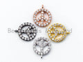 CZ Micro Pave Peace Sign Round Charm, sku#B15