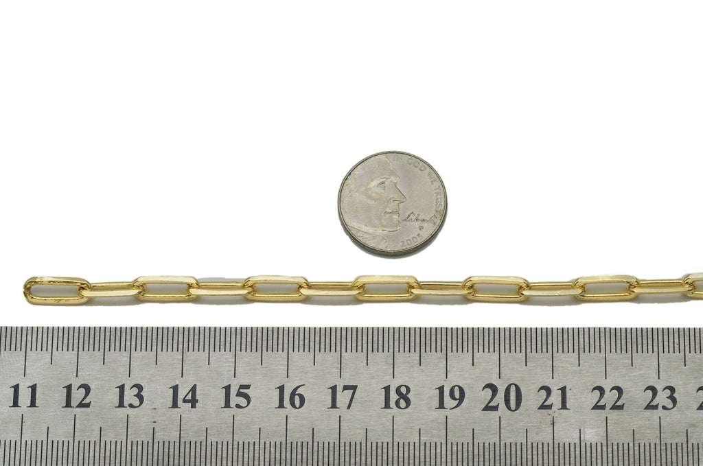 18K Gold Color Thick Link Paperclip Chain by Yard, sku#LS02