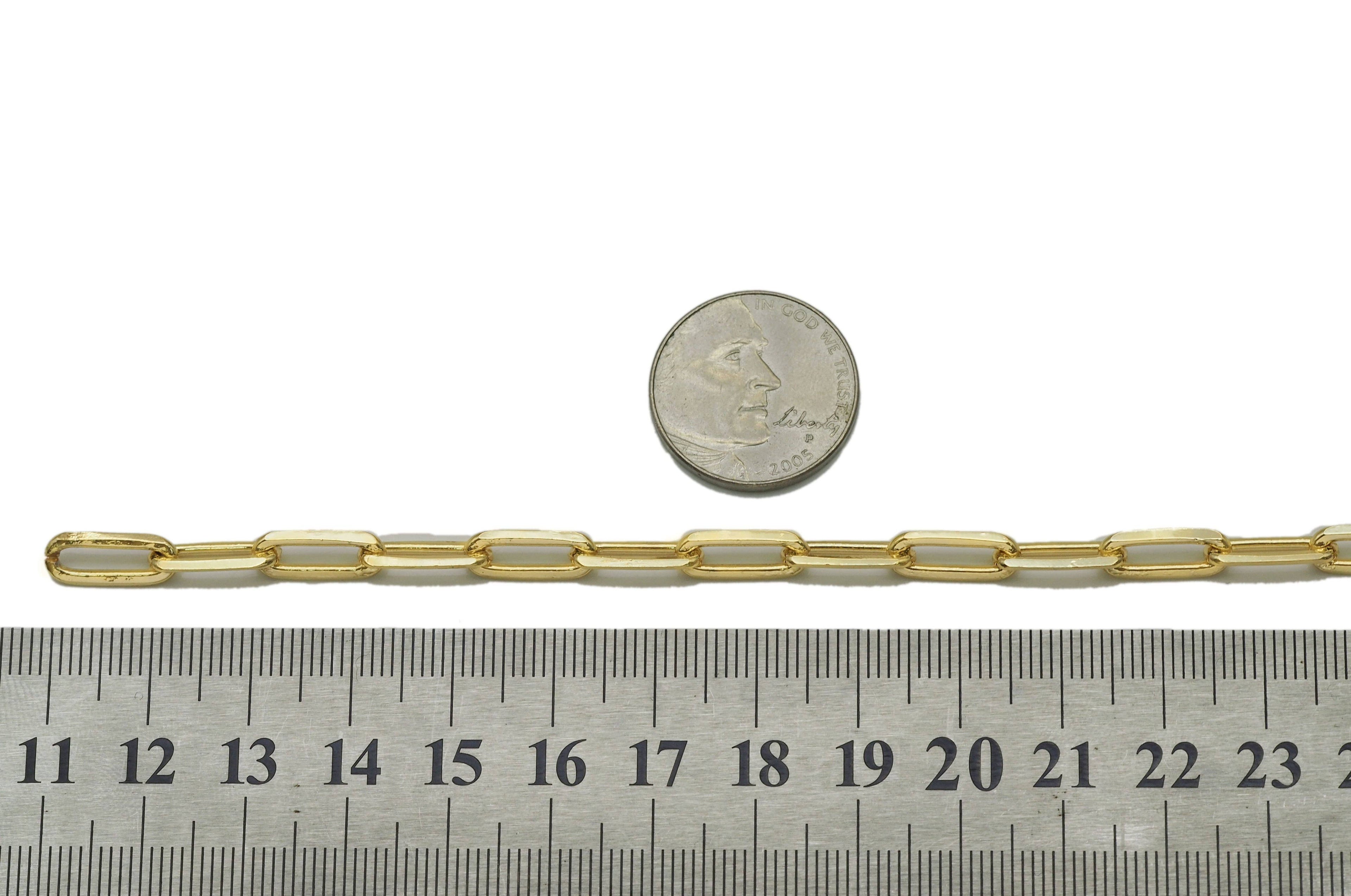18K Gold Color Thick Link Paperclip Chain by Yard, sku#LS02
