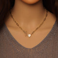 Paperclip Chain Mother of Pearl Clasp Necklace Bracelet, sku#EF387
