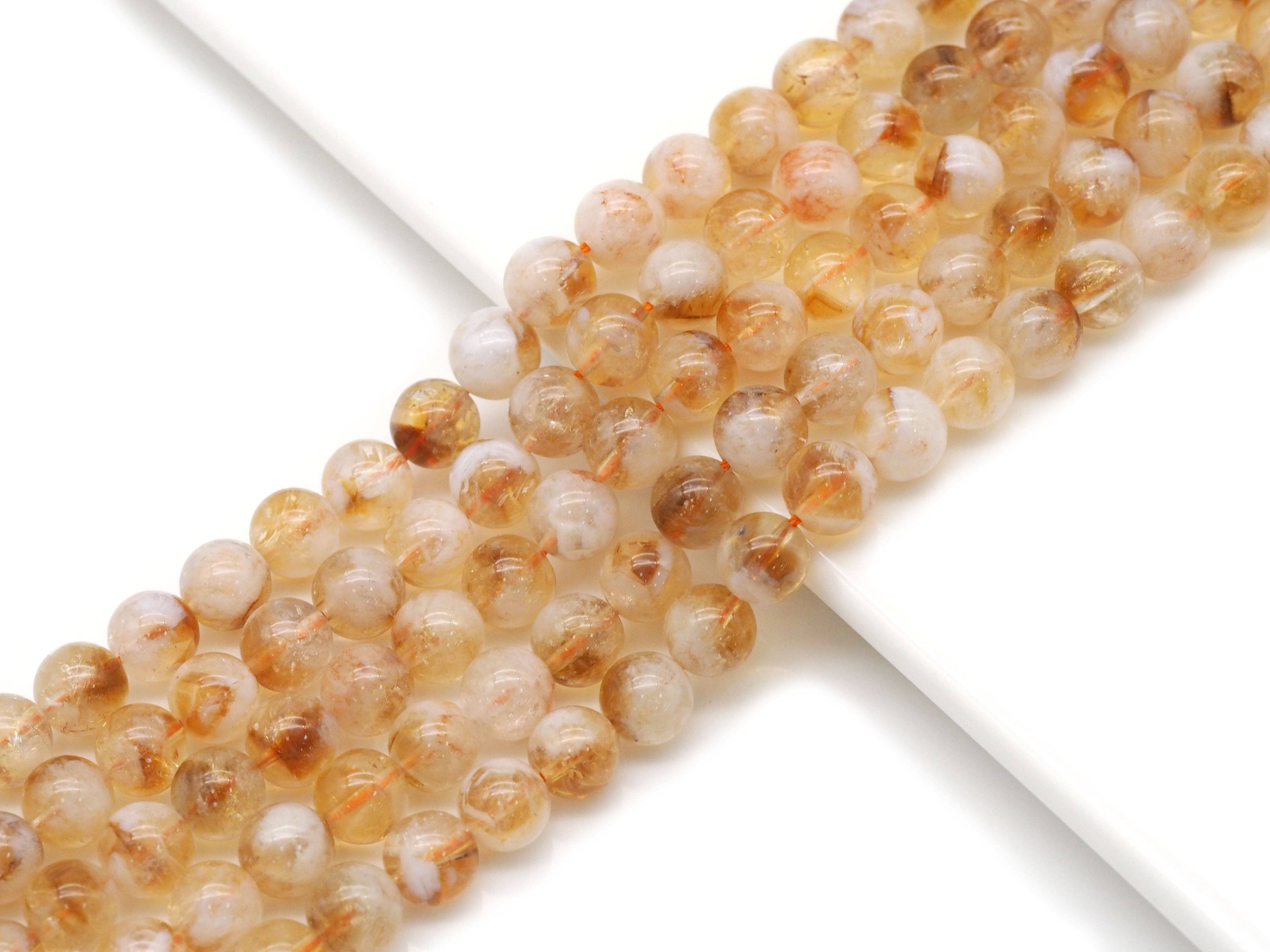 Genuine Citrine Round Smooth Beads, Sku#U1349