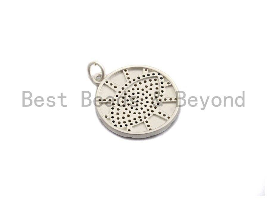 Colorful CZ Micro Pave Round Evil Eye on Disc Pendant/Charm, Lucky eye Cubic Zirconia Pendant, Silver/Gold Tone,20x23mm,Sku#Y204
