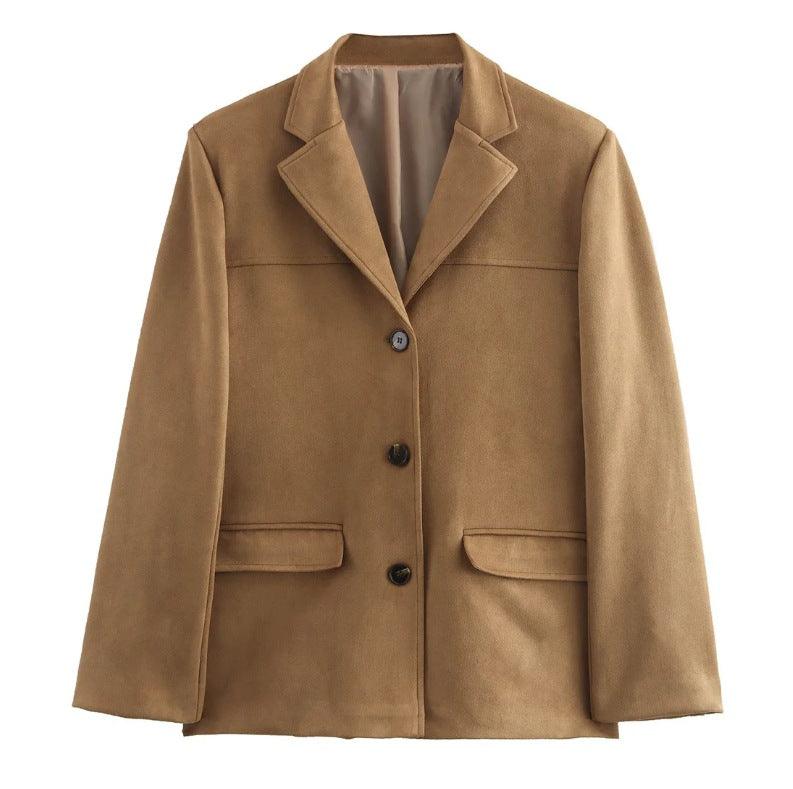 Veste Princesse en Daim Intemporelle - Veste Rétro Chic Mocha et Latte pour Femmes