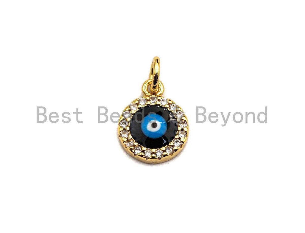 NEW Enamel Round Evil Eye Pendant,Cz Micro Pave Oil Drop Round pendant,Enamel Charm,Enamel Jewelry,9x11mm,sku#Z518