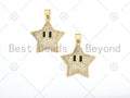 CZ Micro Pave Five Point Star With Eye Shape Pendant/Charm,18K Gold Filled Star Charm, Necklace Bracelet Charm Pendant,21x25mm,Sku#LK379
