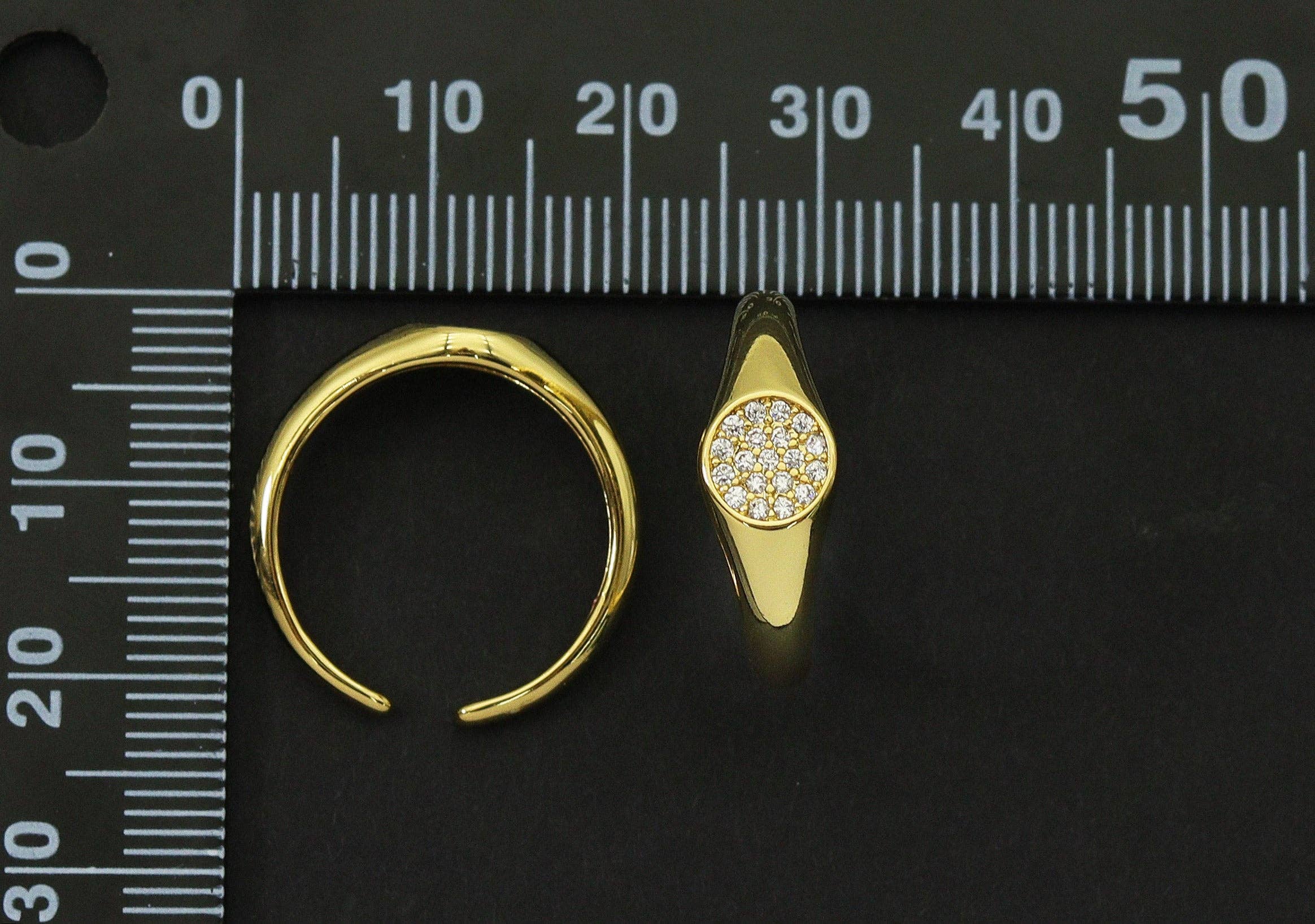 CZ Round Dot Adjustable Ring, Sku#O91