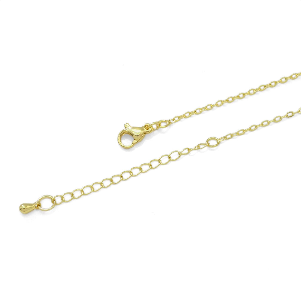 Gold Dainty Link Chain Leaf Adjustable necklace, Sku#EF375