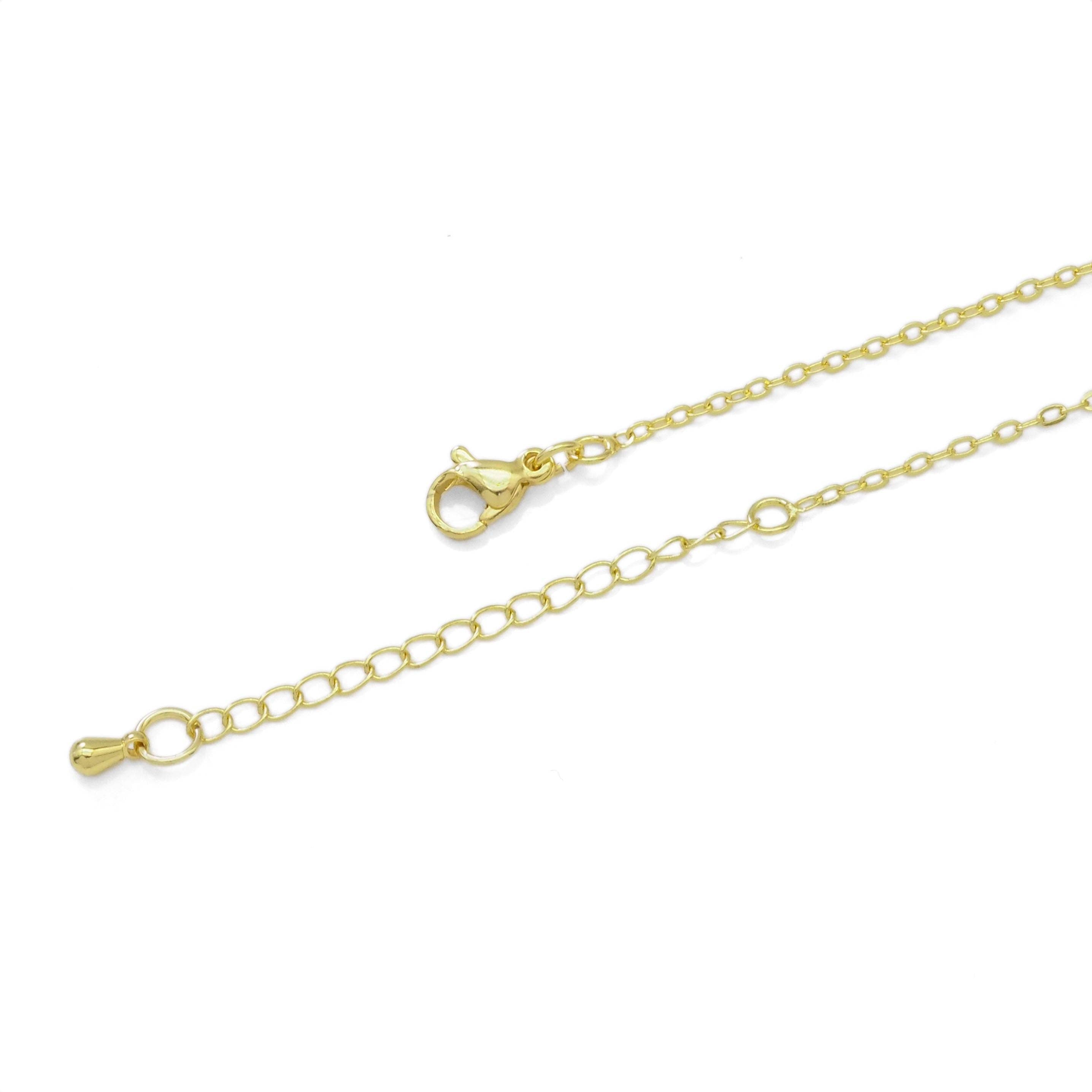 Gold Dainty Link Chain Leaf Adjustable necklace, Sku#EF375