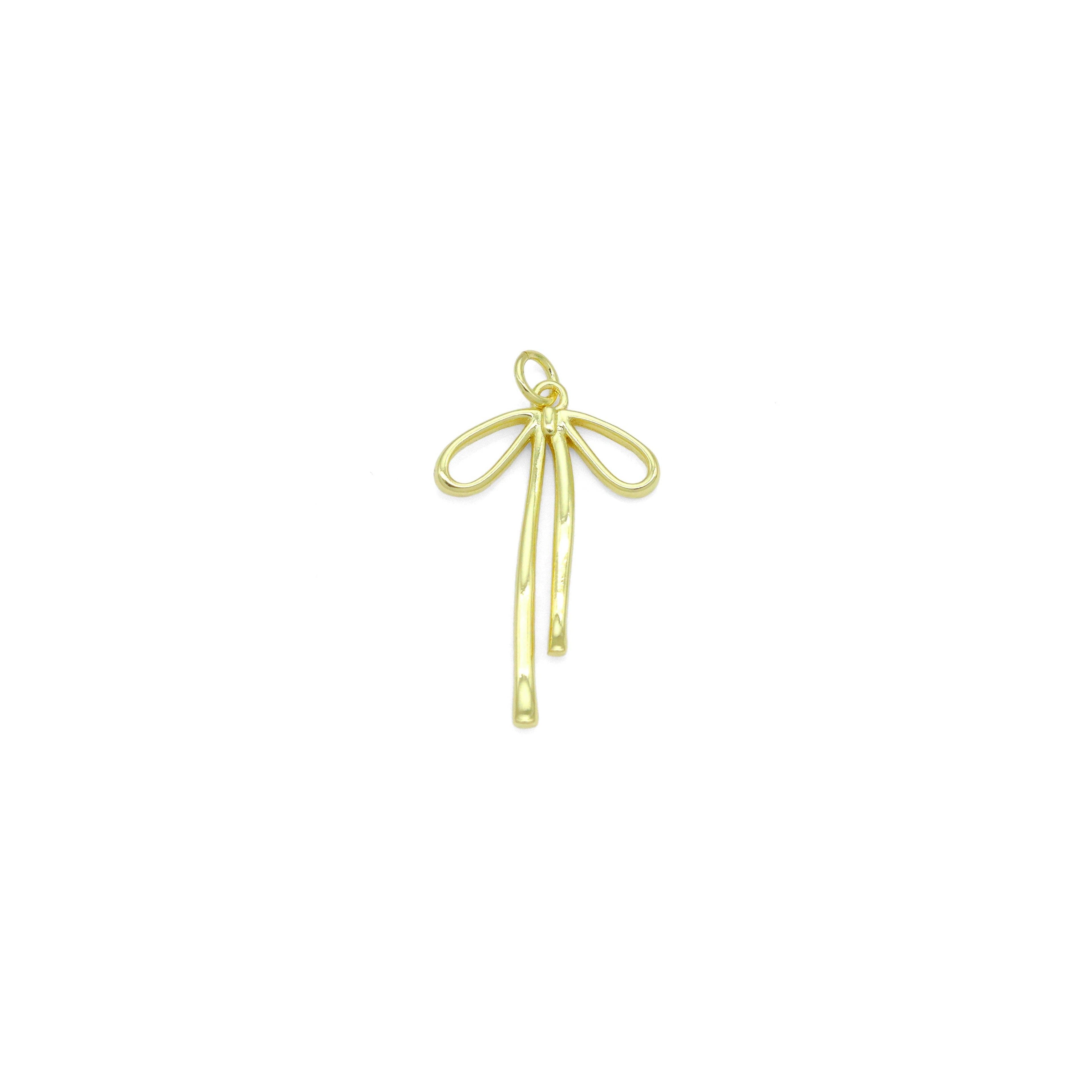 Gold Bowknot Shape Charm Pendant, Sku#LK1052