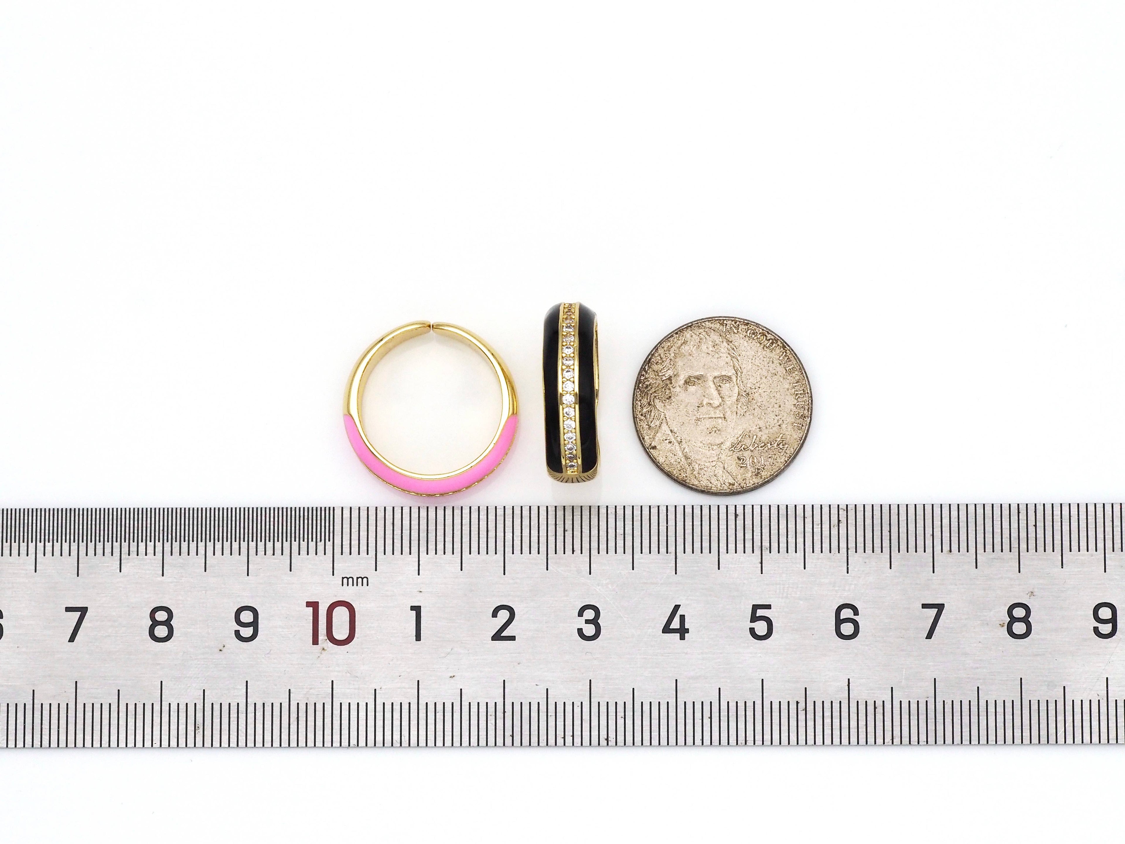 Enamel CZ Middle Line Medium Band Ring, X251