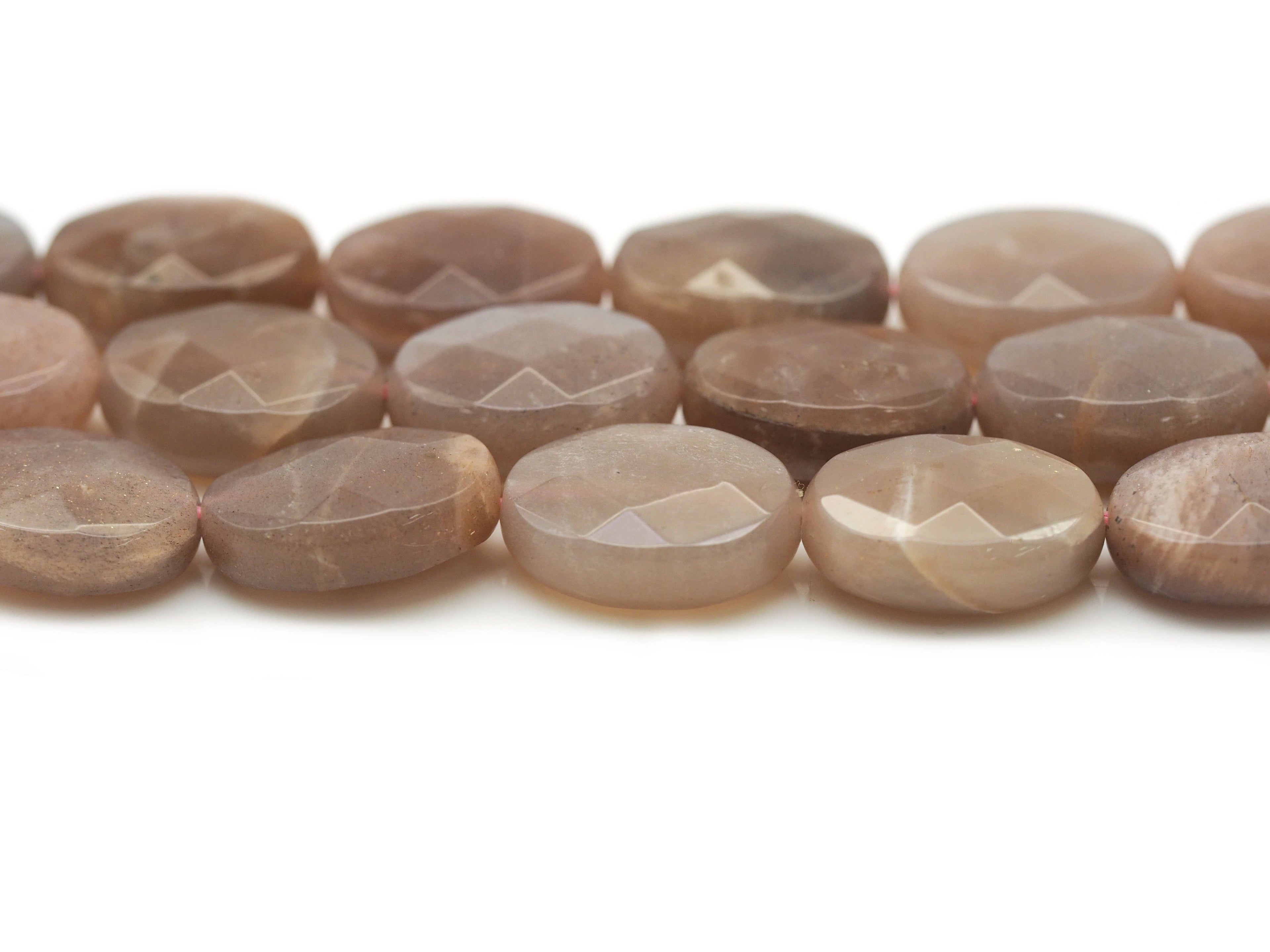 Natural Quality Faceted Oval Peach Moonstone Beads, SKu#HY6