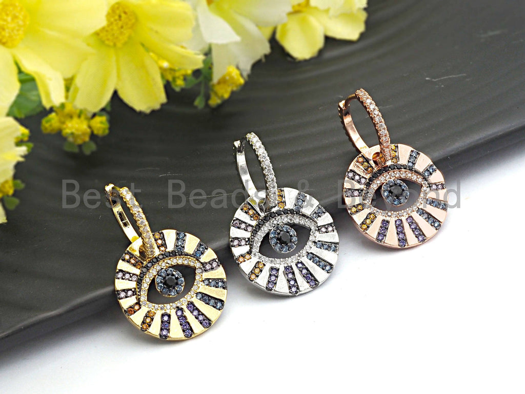 CZ Evil Eye Dangle Earrings, Sku#J58