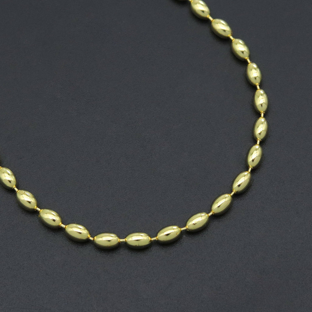 Gold Rice shaple Beads Link Adjustable Necklace, Sku#LD676