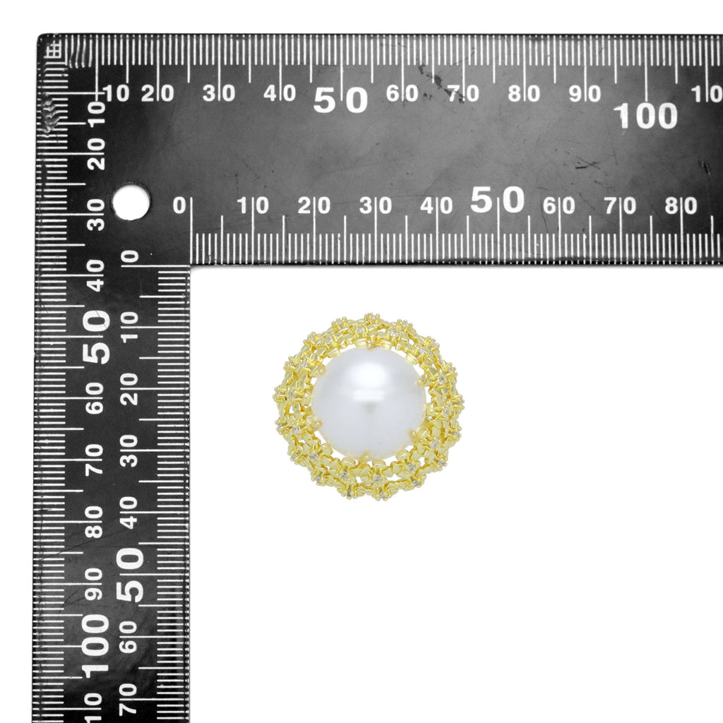 Filigree White Pearl Statement Adjustable Ring, Sku#LX684