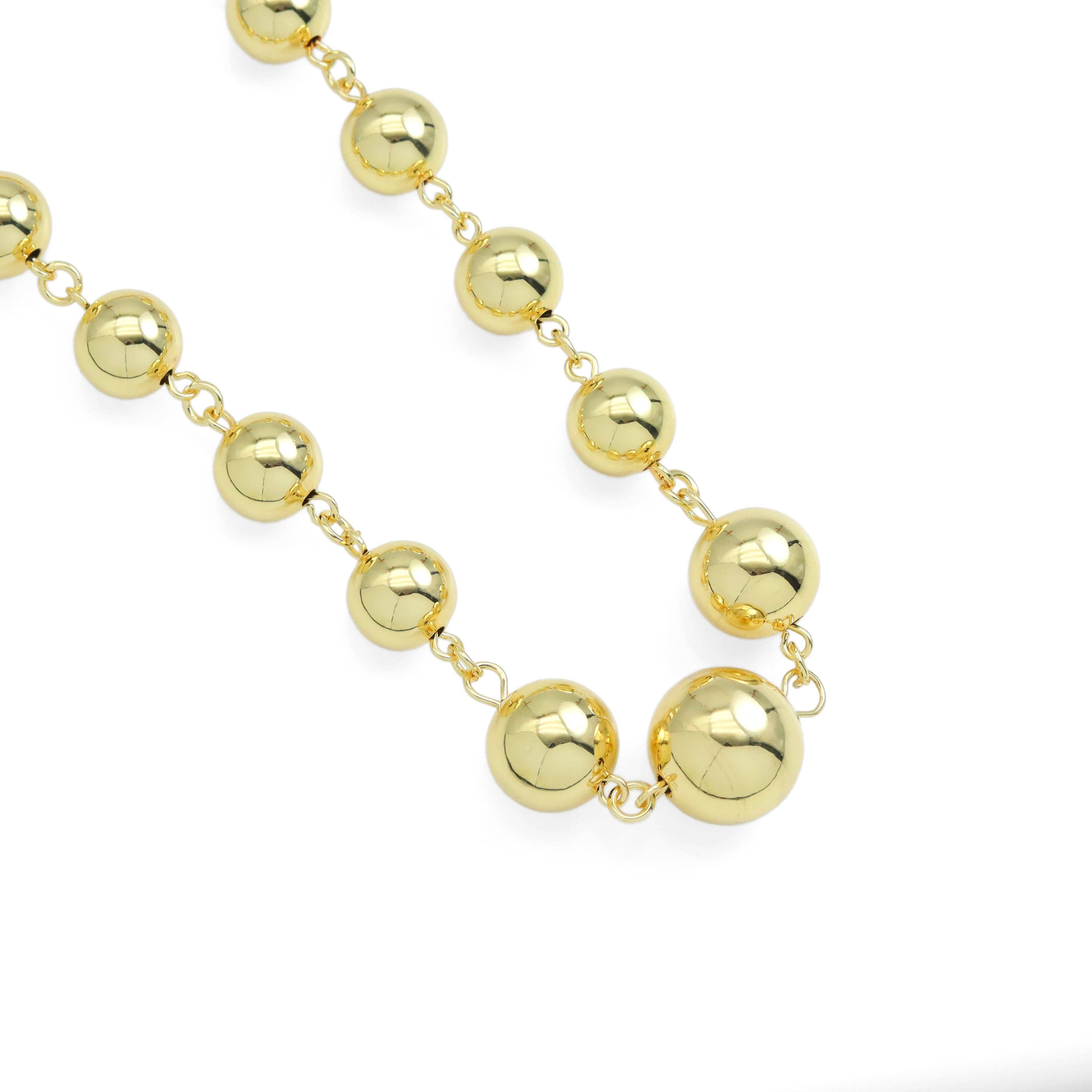 Gold Linked Ball Chain Necklace, Sku#LD560