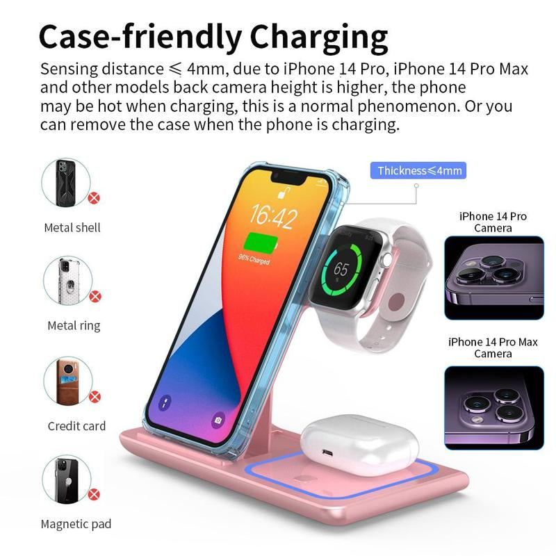 VEEROON 3 in 1 Wireless Charging Station, Multifunctional Wireless Charger Stand, Fast Charging Station for Iphone Iwatch Airpods, Electronic, Smart Charging Dock