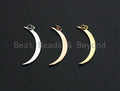 Crescent Moon Pendant, Cubic Zirconia Pendant, Silver/Gold/Rose Gold, 13x29mm, Sku#Z483