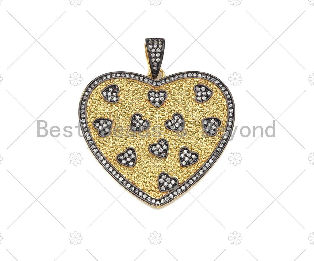 CZ Micro Pave Large Dual Color Heart  Sku#L279