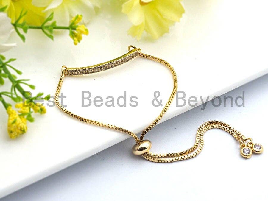 CZ Micro Pave 3x33mm Thin Bracelet Connector bar, CZ Pave Bar Connector for Bracelet Making, Cubic Zirconia Connector/Link,sku#E489C