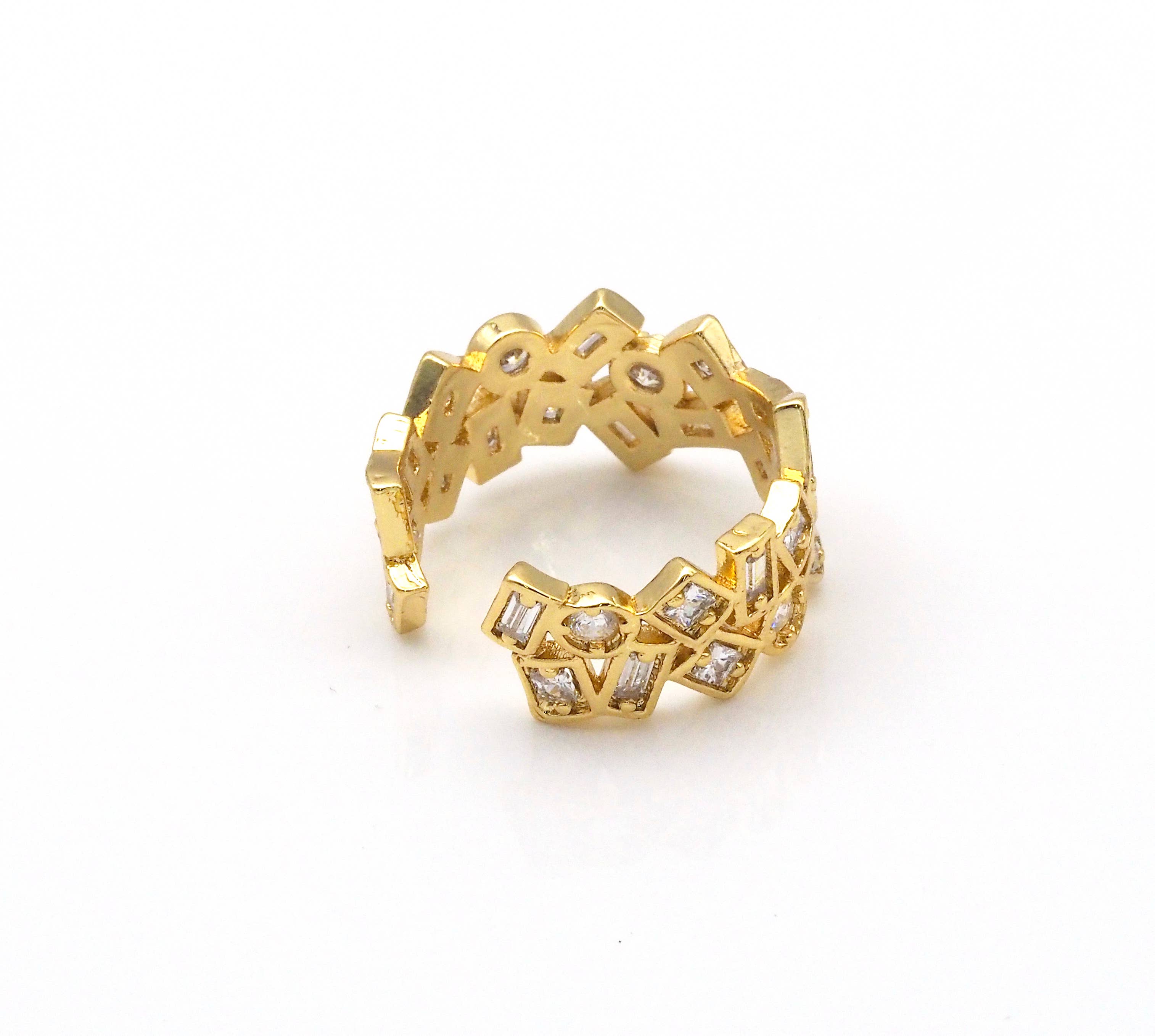 Baguette CZ Micro Pave Statement Ring, LD138