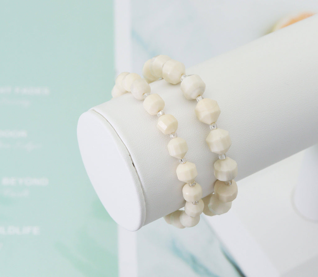 Ivory Jade Stretchy Bracelet, Sku#EF102