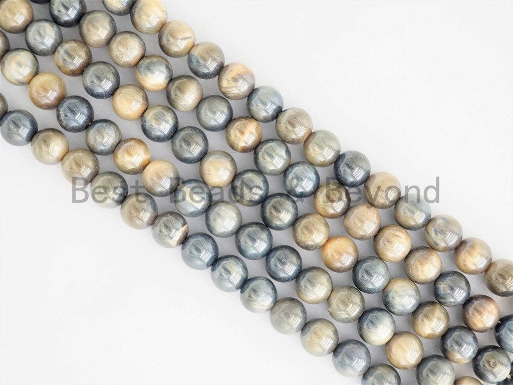Mystic Plated Silverite Tiger Eye beads, Smooth Round 6mm/8mm/10mm/12mm Gemstone beads, Natural Tiger Eye Beads, 15.5inch strand, SKU#U417
