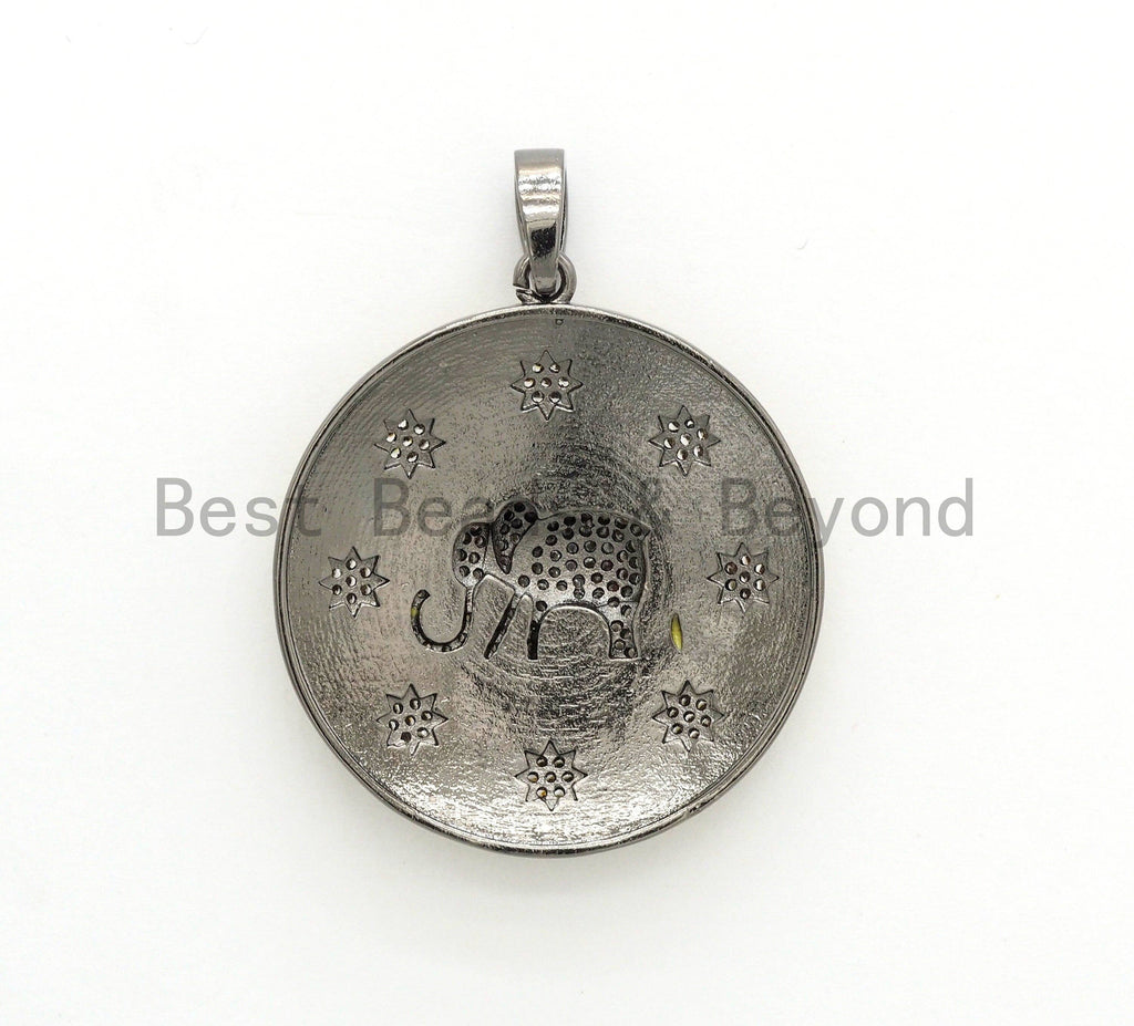 NEW Enamel Colorful Round With Elephant and Stars Pendant,CZ Micro Pave Oil Drop pendant,Enamel pendant,Enamel Jewelry,34x37mm,sku#F570