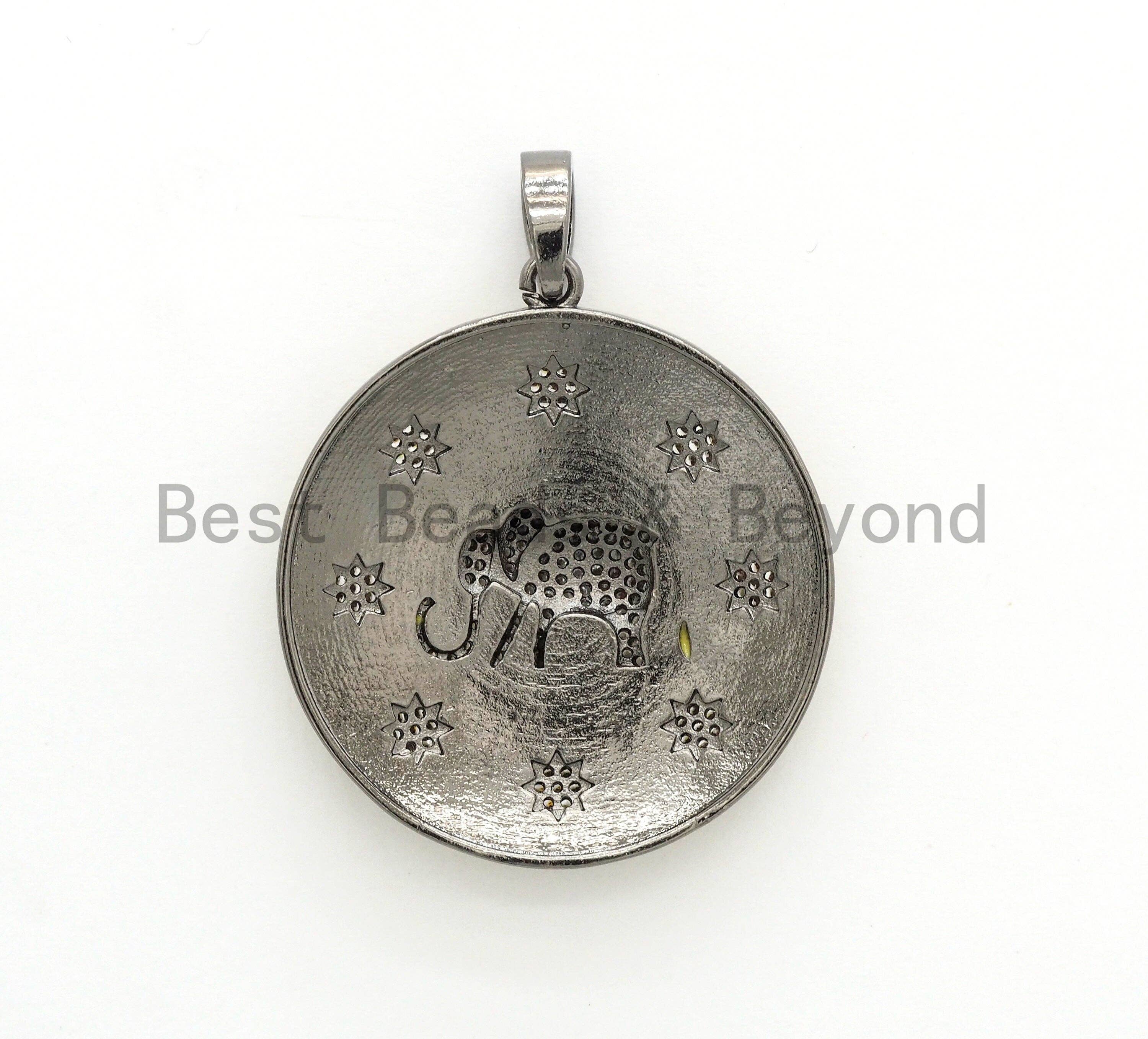 NEW Enamel Colorful Round With Elephant and Stars Pendant,CZ Micro Pave Oil Drop pendant,Enamel pendant,Enamel Jewelry,34x37mm,sku#F570