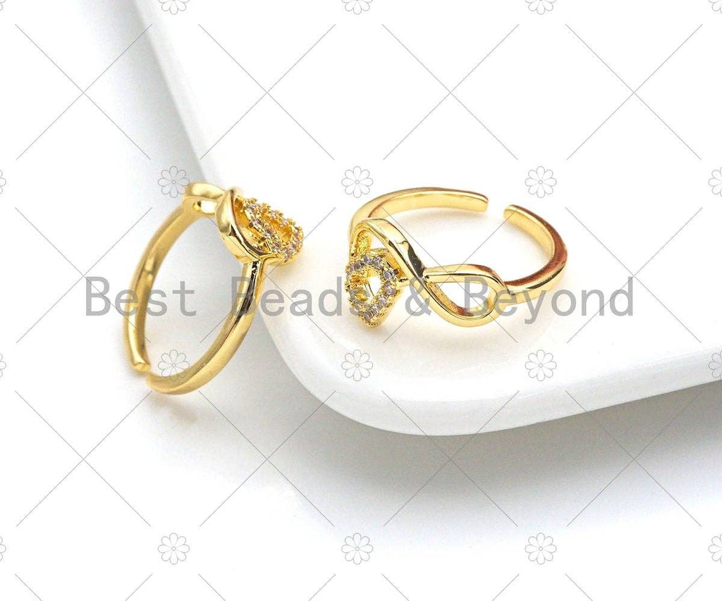 Infinity Heart Ring, Gold Open Ring, Pave ring, Statement Ring, Bridesmaid Gift, Dainty Heart Ring, Wedding Ring, sku#JL22
