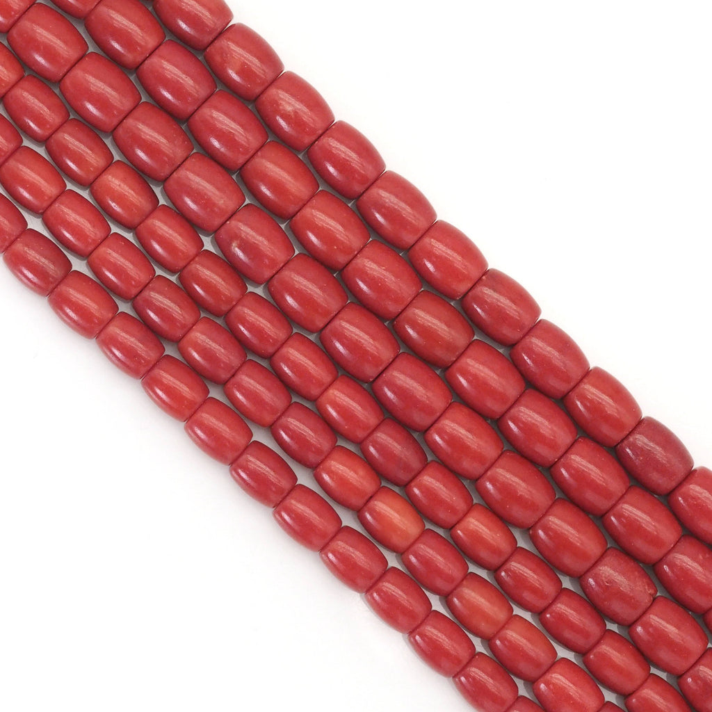 Red Coral Jade Barrel Shape Beads, Sku#U1736