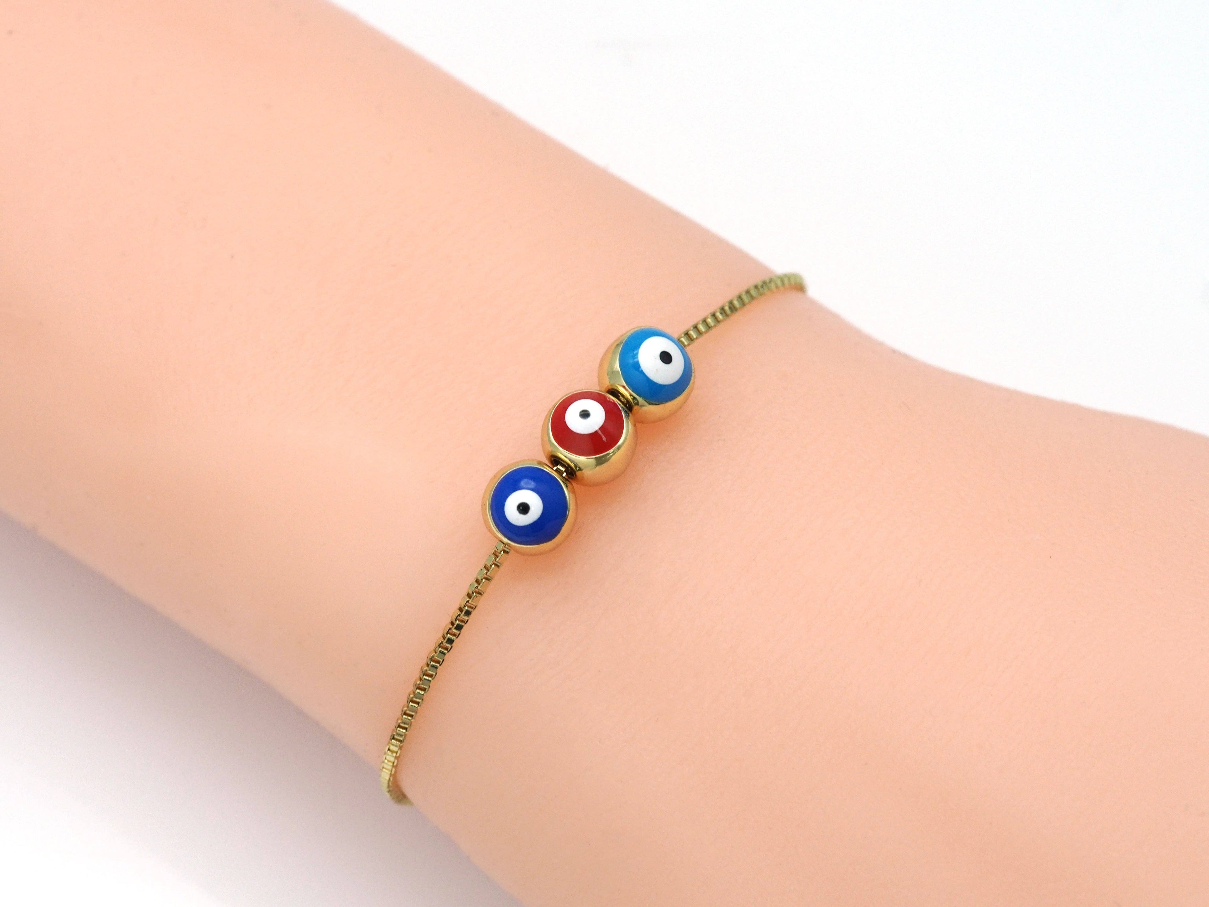Gold Enamel Evil Eye Round Ball Spacer Beads, Sku#LD318