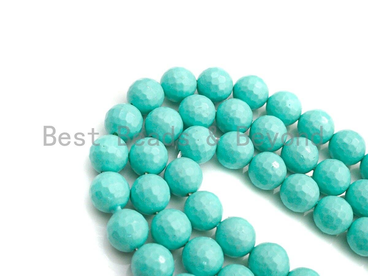 Natural Mother of Pearl Turquoise Blue Color Round Faceted beads, 6mm/8mm/10mm/12mm Blue MOP Beads, 15.5inch strand, SKU#T132