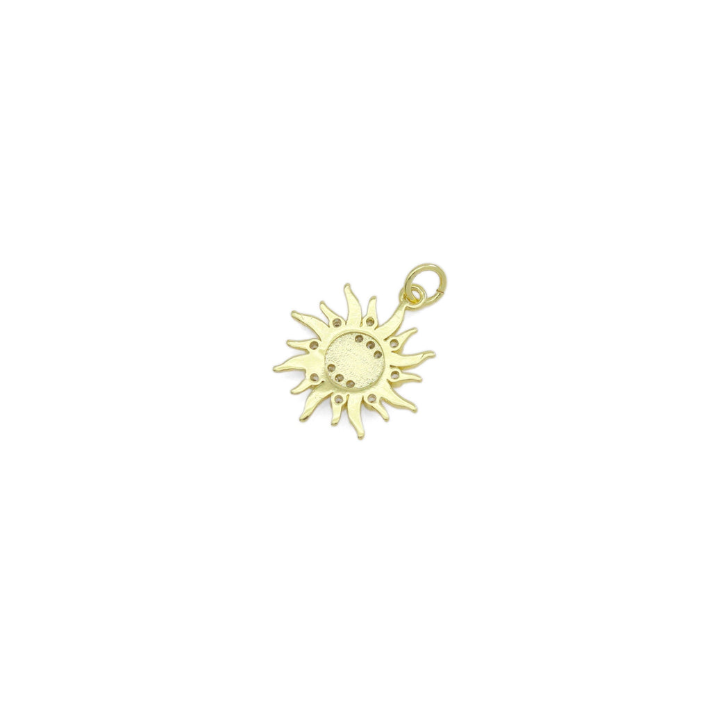Gold CZ Evil Eye On Sun Shape Charm, Sku#Y926