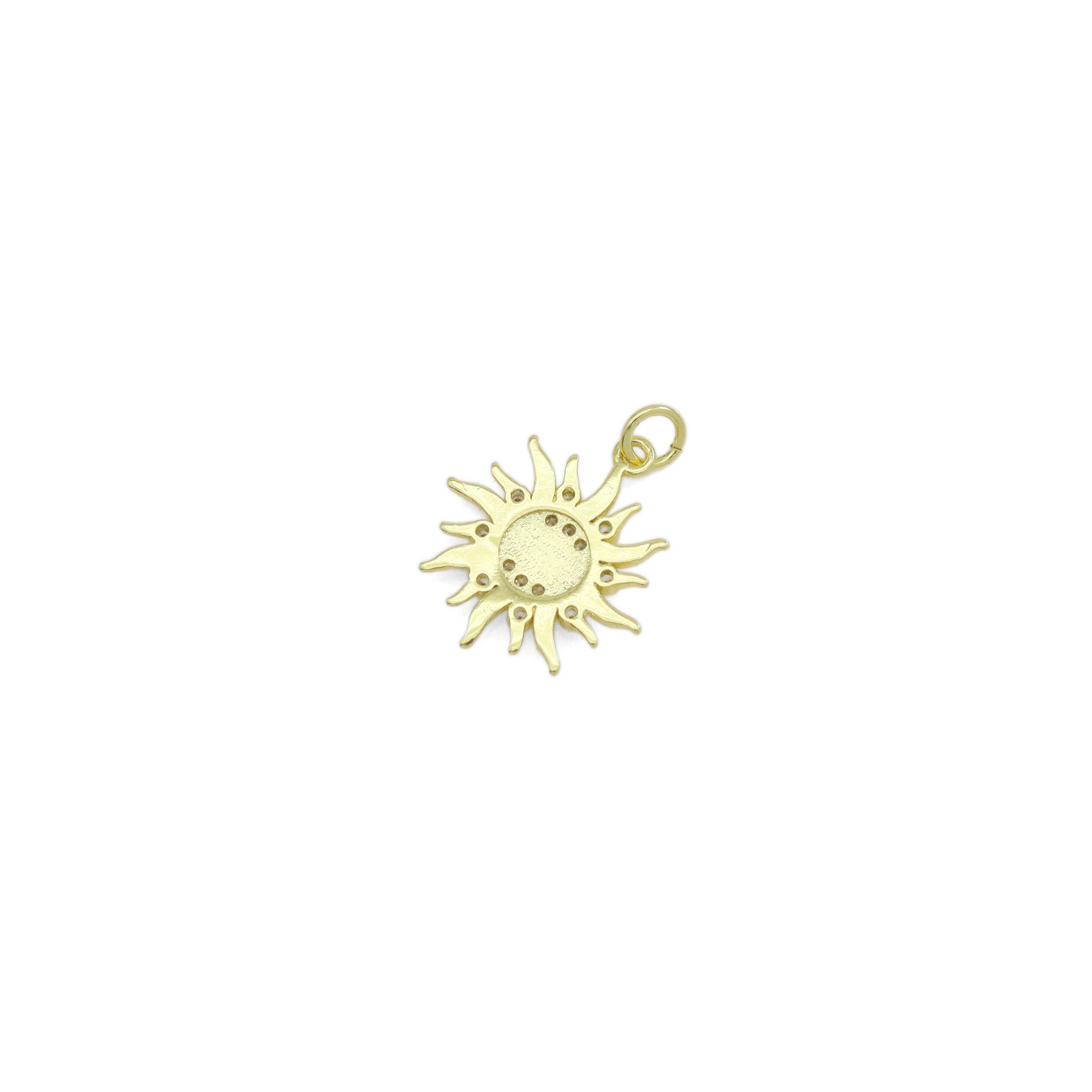 Gold CZ Evil Eye On Sun Shape Charm, Sku#Y926