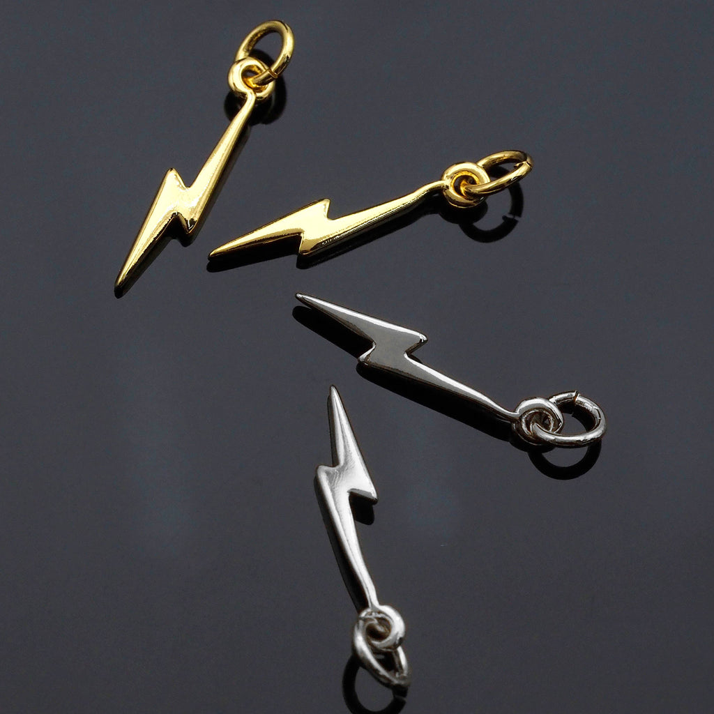 Gold/Sliver/Rose Gold/Gunmetal Lightning Charms, Dainty Lightning Charms, Lightning Charm, Necklace Charms, 3x18mm, Sku#Z1179