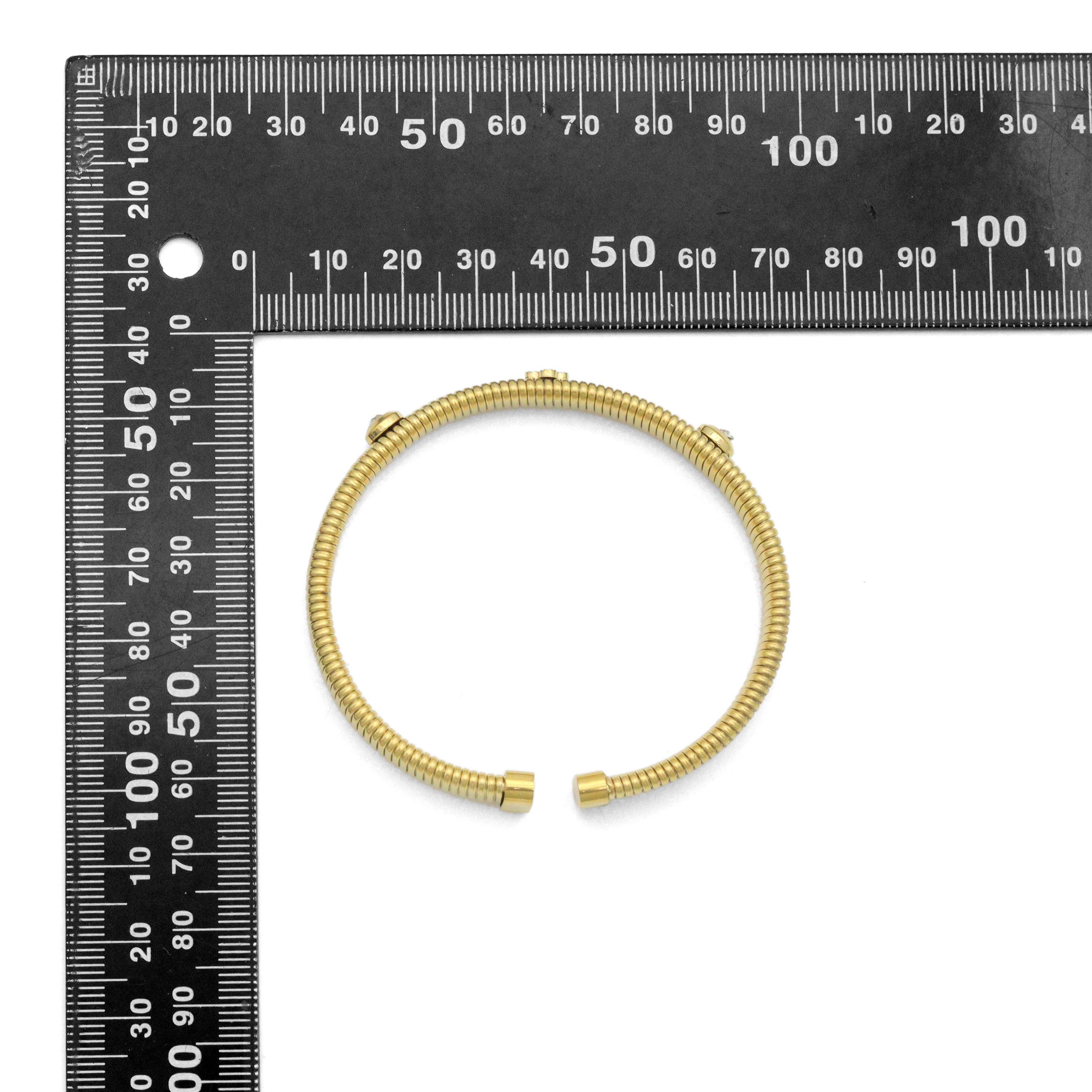 Flower Dot CZ Bangle Adjustable Bracelet, Sku#O125