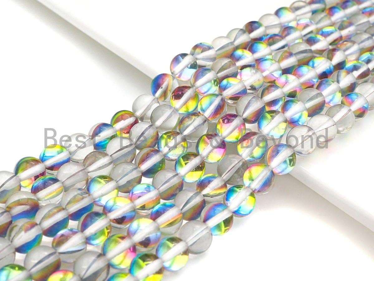 Mystic Aura Spectrolite Quartz, Quality Crystal Round beads, Sku#U598